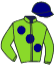 casaque portée par Lemaitre A. jockey du cheval de course FRENCH DEFENSE, information pmu ZETURF