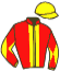 casaque portée par Trolley De Prevaux G. jockey du cheval de course ROCAMBOLESQUE, information pmu ZETURF