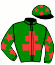 casaque portée par Vanmeerbeck J. jockey du cheval de course FLEO LILA (FR), information pmu ZETURF
