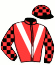 casaque portée par Monclin J. Ph. jockey du cheval de course HOELA LESMELCHEN, information pmu ZETURF