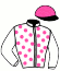 casaque portée par Duval Mme Mar. K. jockey du cheval de course IZOARD DAIRPET, information pmu ZETURF