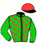 casaque portée par Cabre J. jockey du cheval de course AVRILOMANOIR (FR), information pmu ZETURF