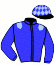 casaque portée par Dabouis A. jockey du cheval de course DIADEME BLUE, information pmu ZETURF