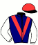 casaque portée par Mangione R. jockey du cheval de course L'AIGLE, information pmu ZETURF
