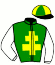 casaque portée par Szirmay E. jockey du cheval de course JUVA DE CABERT, information pmu ZETURF