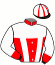 casaque portée par Locqueneux D. jockey du cheval de course GLADIATOR D'AM (FR), information pmu ZETURF
