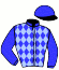 casaque portée par Mary J. Ph. jockey du cheval de course HOSANNA BLUE (FR), information pmu ZETURF