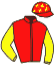 casaque portée par Roger Mlle Cl. jockey du cheval de course INDIGO DE LA MOIRE, information pmu ZETURF
