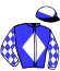 casaque portée par Re G. jockey du cheval de course MISS BRALTAR (FR), information pmu ZETURF