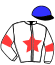 casaque portée par Justum M. jockey du cheval de course BOKRA FIL MISHMISH, information pmu ZETURF