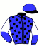 casaque portée par Santiago Mlle D. jockey du cheval de course DANCE THE BLUES (FR), information pmu ZETURF