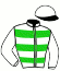 casaque portée par Guyon M. jockey du cheval de course ALLADA, information pmu ZETURF