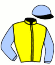 casaque portée par Velon Mlle M. jockey du cheval de course GOLDEN BEACH, information pmu ZETURF
