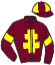 casaque portée par Mayeur R. jockey du cheval de course TARMELO, information pmu ZETURF