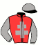 casaque portée par Besnier H. jockey du cheval de course ARCUBIATU, information pmu ZETURF