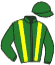 casaque portée par Bachelot T. jockey du cheval de course LEANDRA, information pmu ZETURF
