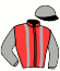 casaque portée par Boutin Hug. jockey du cheval de course ATROMOS (FR), information pmu ZETURF