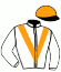 casaque portée par Desoutter Mlle N. jockey du cheval de course POLIGONE (FR), information pmu ZETURF