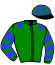 casaque portée par Bertiaux Mlle A. jockey du cheval de course URBAN ROCK (IE), information pmu ZETURF