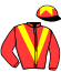 casaque portée par De Giles F. jockey du cheval de course EKLAT, information pmu ZETURF