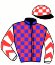 casaque portée par Pouchin A. jockey du cheval de course LE SICILIEN, information pmu ZETURF