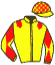 casaque portée par Boutin Hug. jockey du cheval de course EXISTENTIALISTE, information pmu ZETURF