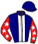 casaque portée par Rousselet T. jockey du cheval de course HARIBO DE REGO, information pmu ZETURF