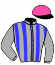 casaque portée par Veron F. jockey du cheval de course ROSE DES SABLES, information pmu ZETURF