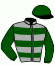 casaque portée par Seguy V. jockey du cheval de course HORIZON DE TANUES, information pmu ZETURF