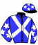 casaque portée par Alonso Vidal D.L.P. Mme Vic. jockey du cheval de course PENISCOLA, information pmu ZETURF