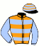 casaque portée par Romary Mlle M. jockey du cheval de course JYCROIS BELLEVUE, information pmu ZETURF