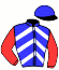 casaque portée par Hardouin E. jockey du cheval de course DIMA (FR), information pmu ZETURF