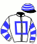 casaque portée par Benech Mlle J. jockey du cheval de course MARCAN (FR), information pmu ZETURF