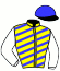 casaque portée par Mosse G. jockey du cheval de course JUPYRA, information pmu ZETURF