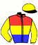 casaque portée par Mendizabal I. jockey du cheval de course UPA LOLA, information pmu ZETURF
