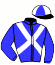 casaque portée par Velon Mlle M. jockey du cheval de course ATHINEOS, information pmu ZETURF
