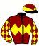 casaque portée par Velon Mlle M. jockey du cheval de course DRUIDE, information pmu ZETURF