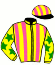 casaque portée par Santiago Mlle D. jockey du cheval de course PRINCE OLIVER, information pmu ZETURF