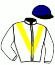 casaque portée par Mobian J. jockey du cheval de course CERA, information pmu ZETURF