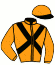 casaque portée par Demuro C. jockey du cheval de course ONE TIME BED, information pmu ZETURF
