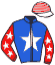 casaque portée par Journiac H. jockey du cheval de course TUDO BEM, information pmu ZETURF