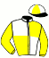 casaque portée par Collomb Mlle M. jockey du cheval de course MAFALDA STORY, information pmu ZETURF