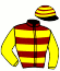 casaque portée par Dubourg K. jockey du cheval de course DERIGANOF (AQ), information pmu ZETURF