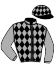 casaque portée par Mangione R. jockey du cheval de course GARDOL MOON (FR), information pmu ZETURF