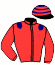 casaque portée par Jublot I. jockey du cheval de course DELICE ANGEVIN, information pmu ZETURF
