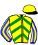 casaque portée par Poutrel J. jockey du cheval de course COCAAN DE GUEGUE, information pmu ZETURF