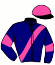 casaque portée par Heslouin Ch. jockey du cheval de course ILLICO DE BOMO, information pmu ZETURF