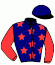 casaque portée par Raffestin J. jockey du cheval de course JOYEUSE D'OCCAGNES, information pmu ZETURF