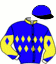casaque portée par Thomain D. jockey du cheval de course BILO JEPSON, information pmu ZETURF
