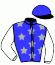 casaque portée par Ouvrie F. jockey du cheval de course HARRY COHIAIS, information pmu ZETURF